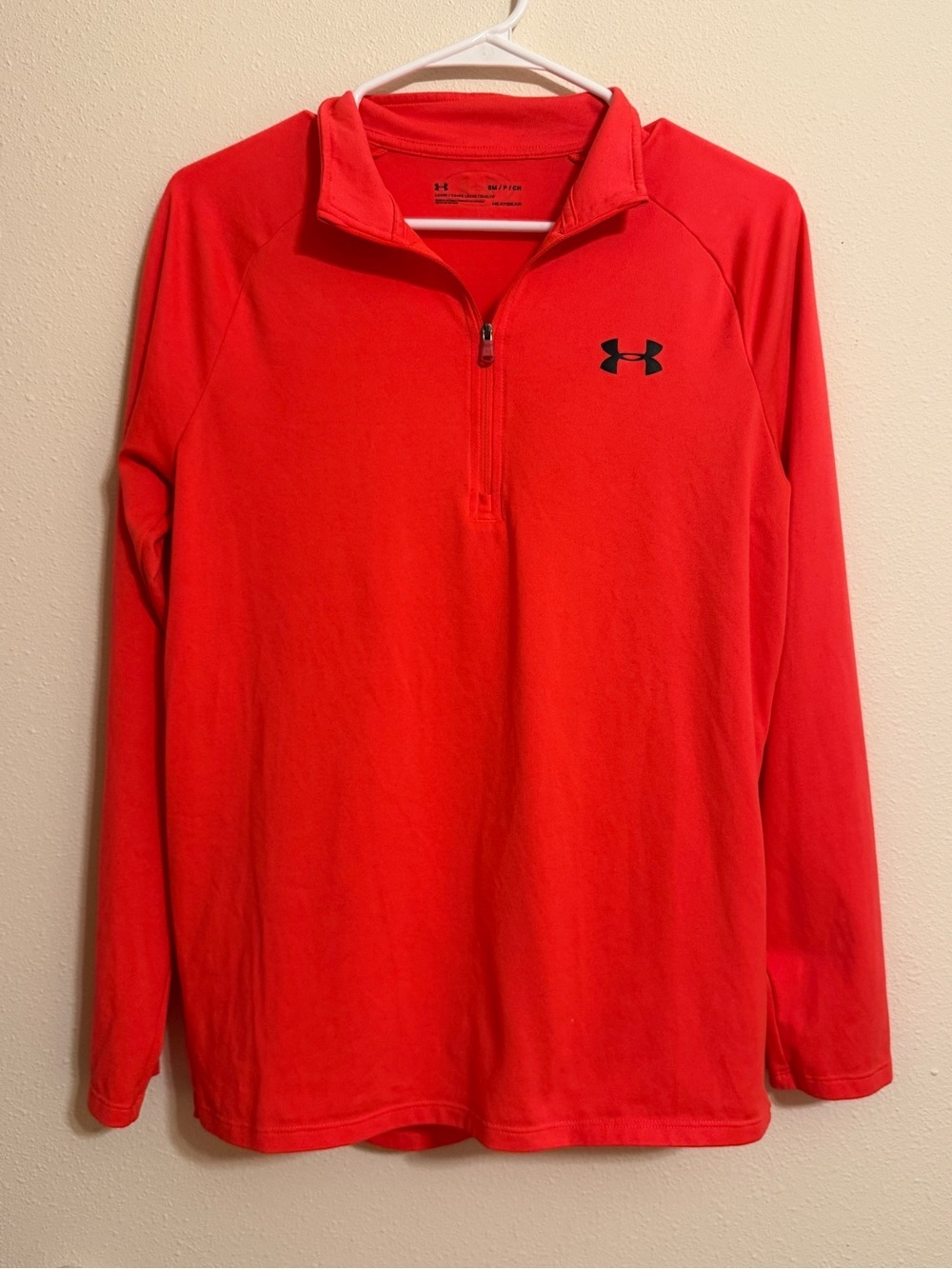 Under Armour Womens HeatGear Loose Quarter Zip Pullover Size S Orange Coral